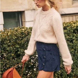 Sezane Leslie mini skirt, navy, size 4, 36